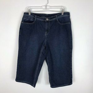 Christopher & Banks Capri Jeans Size 12 Womens Stretch Dark Blue Denim Cropped